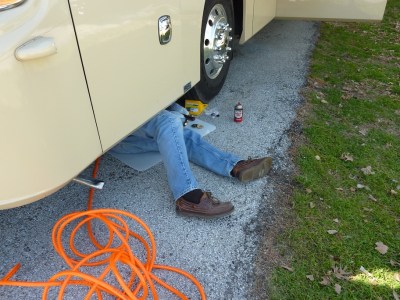 Crawling under the coach