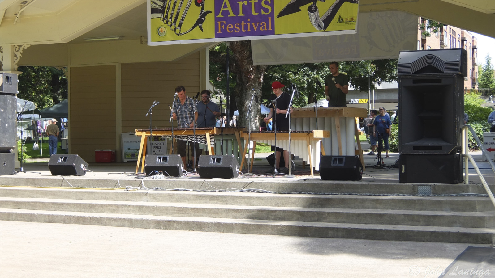 Homemade marimbas using PVC pipe.  They sounded great, too!