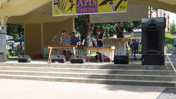 Homemade marimbas using PVC pipe.  They sounded great, too!