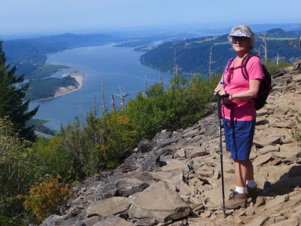 Romola at the top.  We started out at the river level, a good climb....