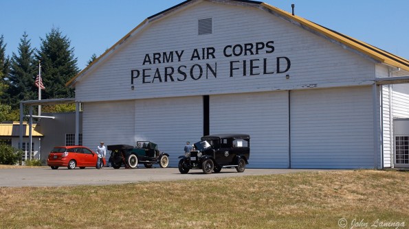 Both cars in front of the Pearson hanger.  The Stanley is steaming