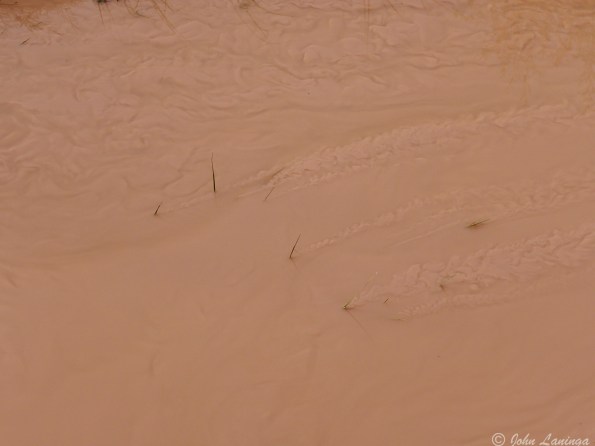 Heavy recent rain causes strong streams carrying sand