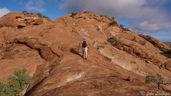 Romola on her way up to the viewpoint.  It's a 1000 foot drop right and left....