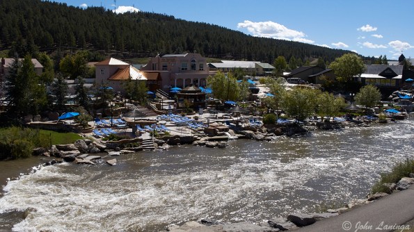 A view across the river at the Hot Sprnigs resort