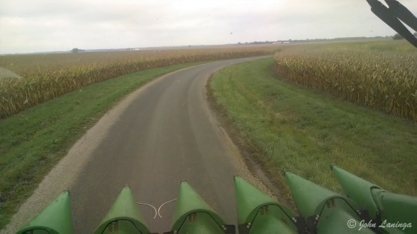 Driving to the corn field to be cut
