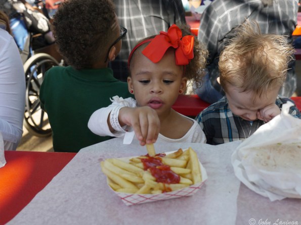 Boo hoo - she took my fry!