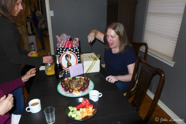 Stacy, about to stab the heart