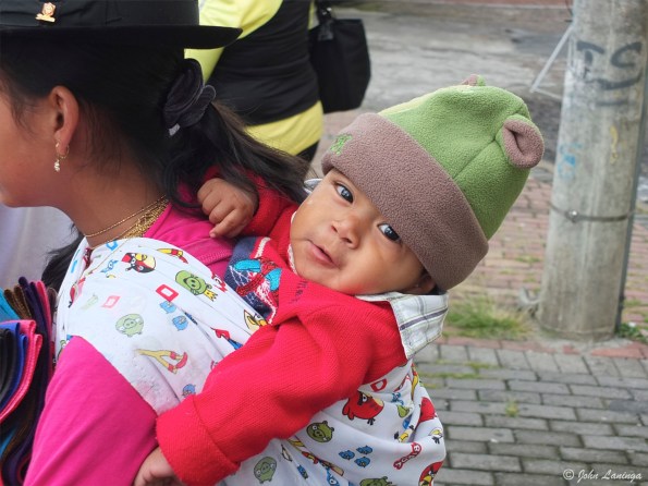 Child in backpack, Quito