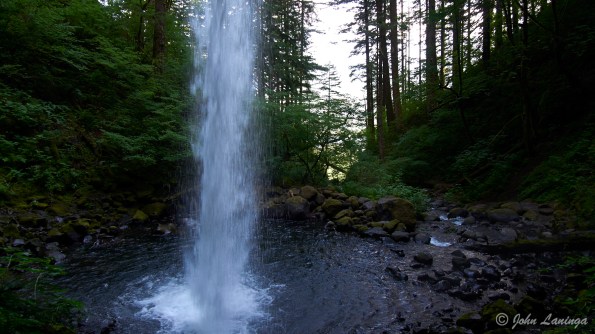 A view of the falls from behind