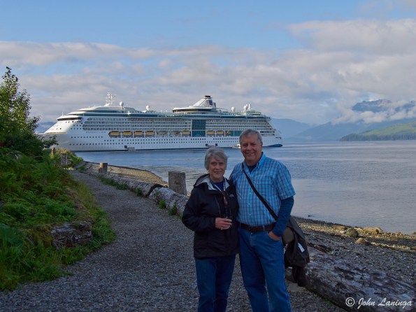 Us with ship in background