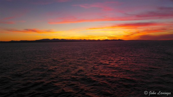 Our first sunset on the Pacific.
