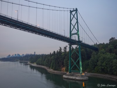 Passing under the Lions Gate Bridge
