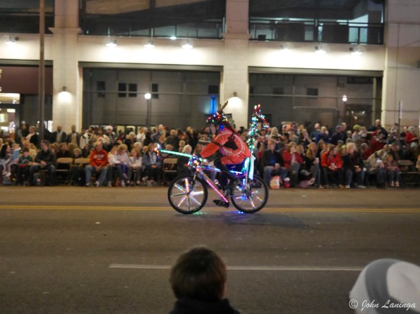 A guy on his bike (with lights)