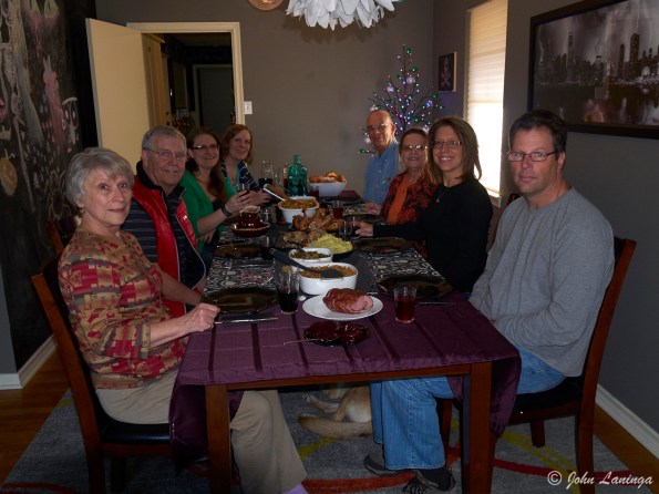 And ready to eat, one end of the table