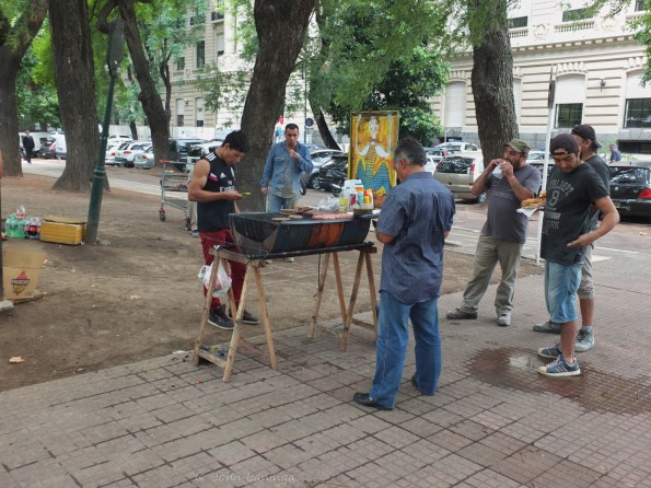 Cooking on the street - with a charcoal grill