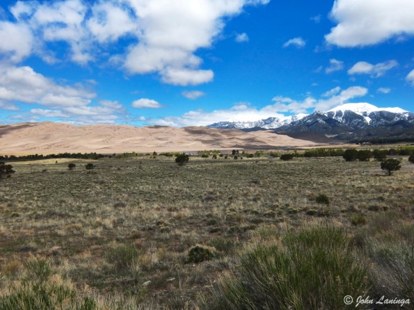 A view of the dunes with some of the mountains 