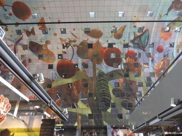 Looking up at the ceiling artwork