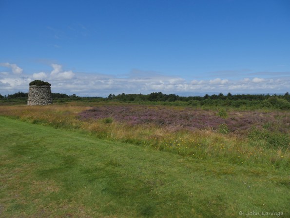 Some of the battlefield and the memorial cairn