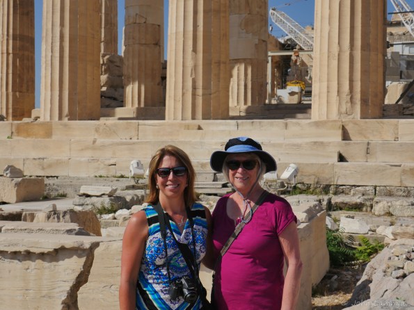 Tanya and Romola in front of the Parthenon